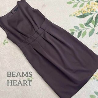ビームス(BEAMS)の美品 BEAMS ブラウン 綺麗め ワンピース ドレス サテン M フォーマル(ひざ丈ワンピース)