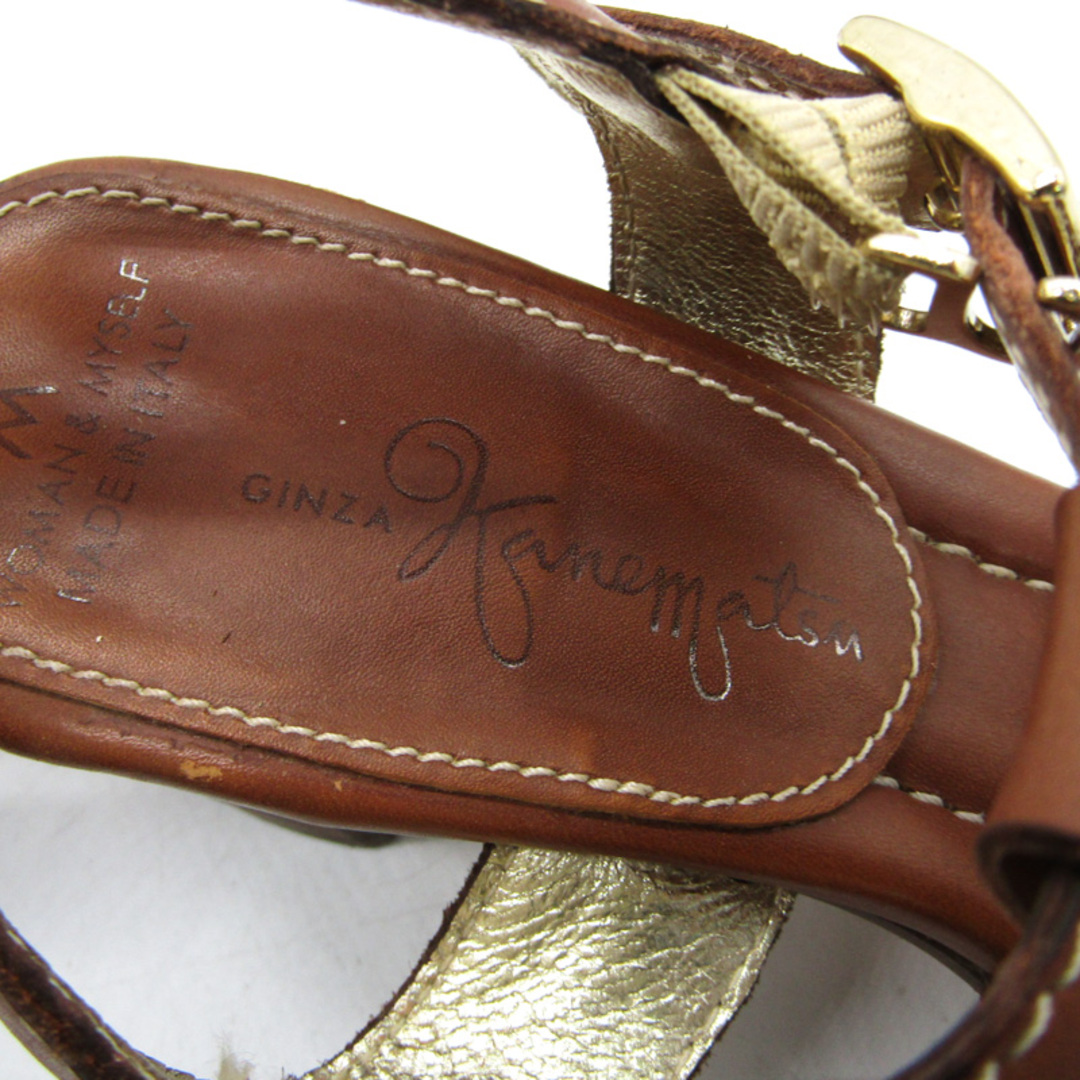 銀座かねまつ サンダル 本革 レザー イタリア製 グラディエーター シューズ 靴 レディース 34.5サイズ ブラウン GINZA Kanematsu レディースの靴/シューズ(サンダル)の商品写真