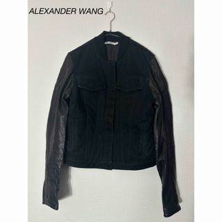 Alexander Wang - 希少 ALEXANDER WANG 本革 切り返し ショート丈デニムジャケット