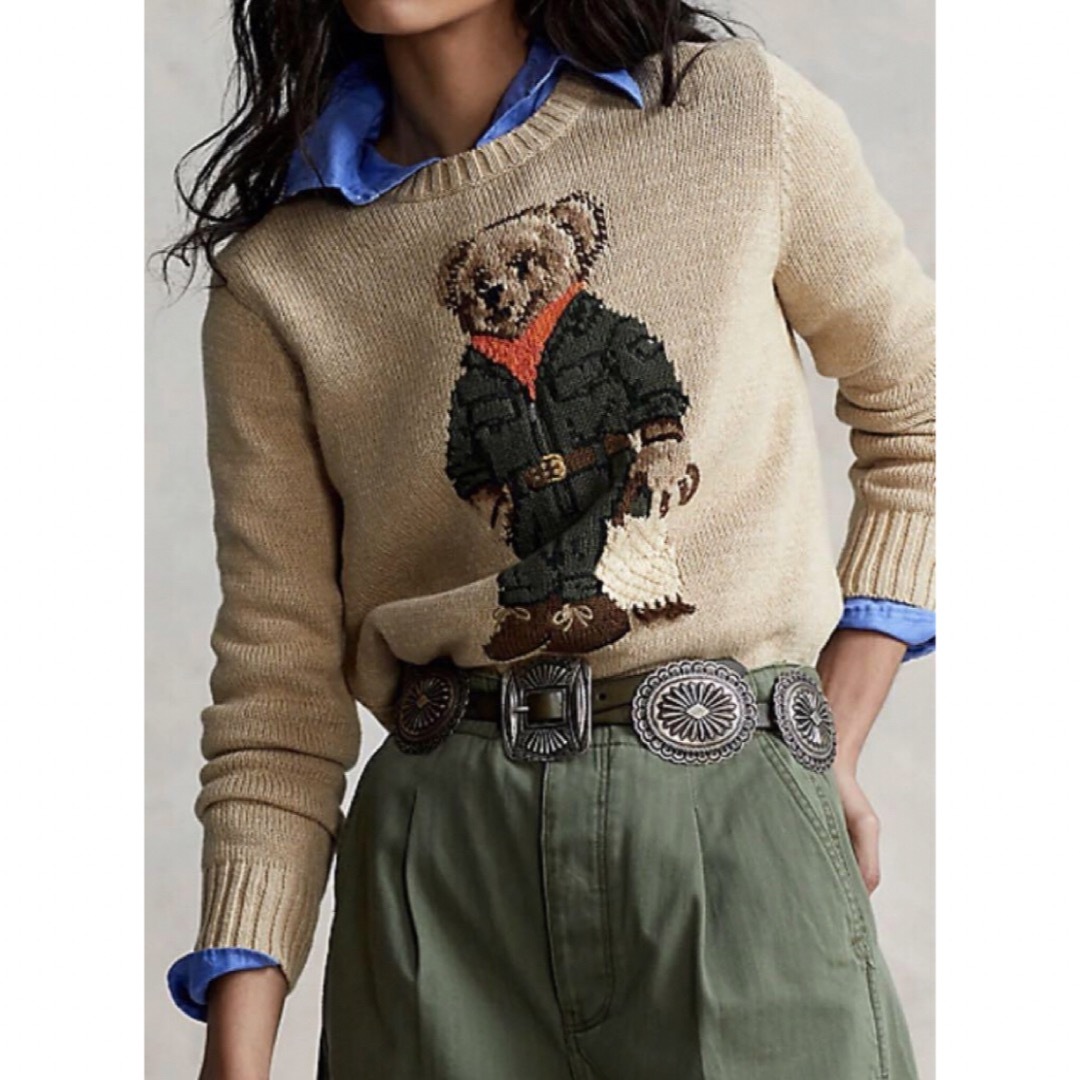 POLO RALPH LAUREN(ポロラルフローレン)の完売　美品　RALPH LAUREN ラルフローレン　ポロベア　ニット　ベージュ レディースのトップス(ニット/セーター)の商品写真