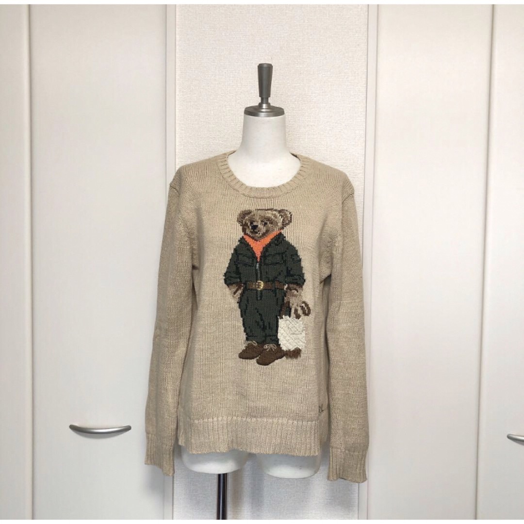 POLO RALPH LAUREN(ポロラルフローレン)の完売　美品　RALPH LAUREN ラルフローレン　ポロベア　ニット　ベージュ レディースのトップス(ニット/セーター)の商品写真