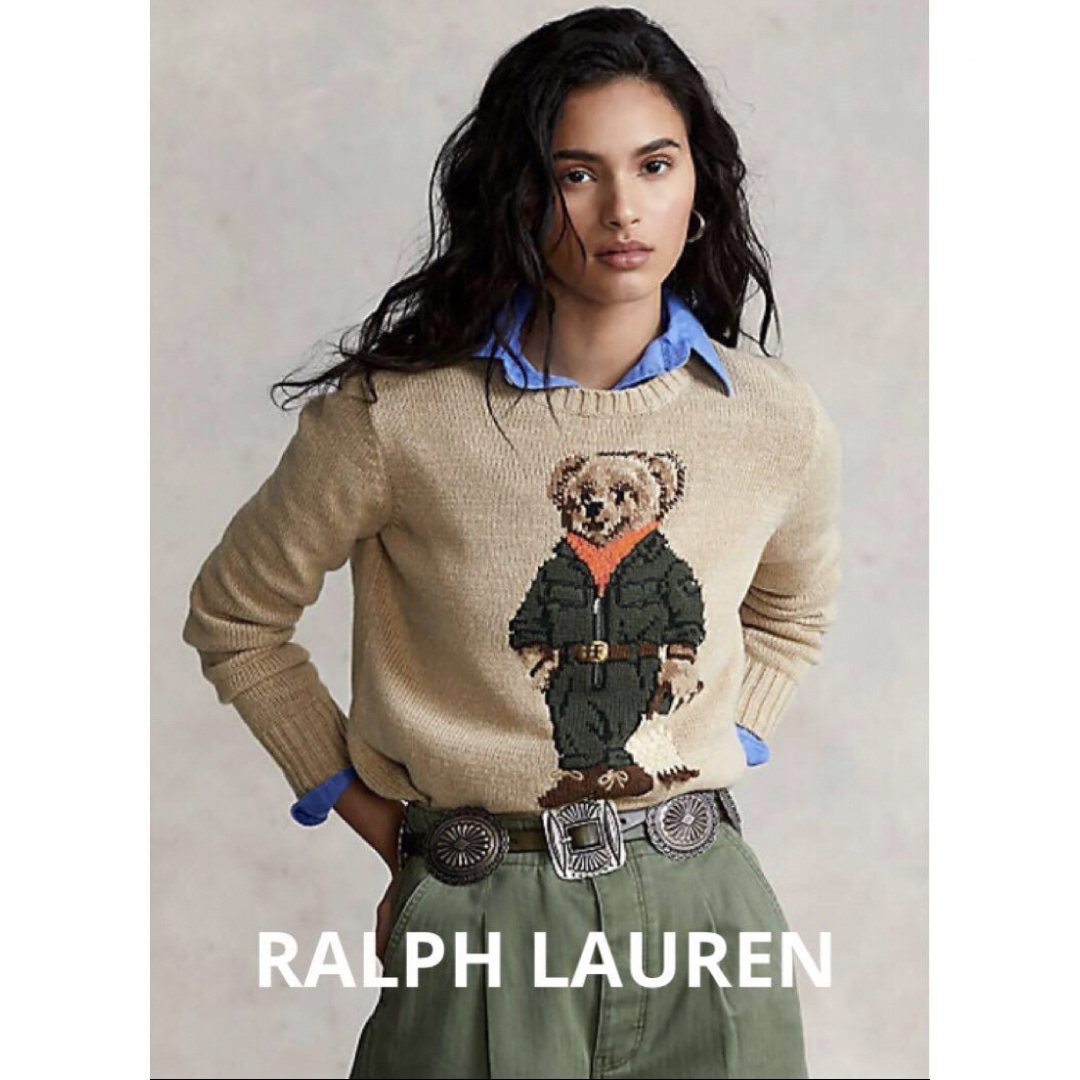 POLO RALPH LAUREN(ポロラルフローレン)の完売　美品　RALPH LAUREN ラルフローレン　ポロベア　ニット　ベージュ レディースのトップス(ニット/セーター)の商品写真