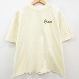 古着 半袖 ビンテージ Tシャツ レディース 90年代 90s ガールスカウト 大きいサイズ コットン クルーネック USA製 薄黄 イエロー 23aug28 中古(ミニワンピース)