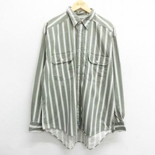 リーバイス(Levi's)のXL★古着 リーバイス Levis 長袖 ブランド シャツ メンズ 00年代 00s 大きいサイズ コットン 緑他 グリーン ストライプ 23aug26 中古 トップス(シャツ)