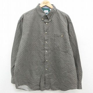 XL★古着 ビューグルボーイ 長袖 シャツ メンズ 総柄 ボタンダウン 緑系 グリーン 23aug31 中古 トップス(シャツ)