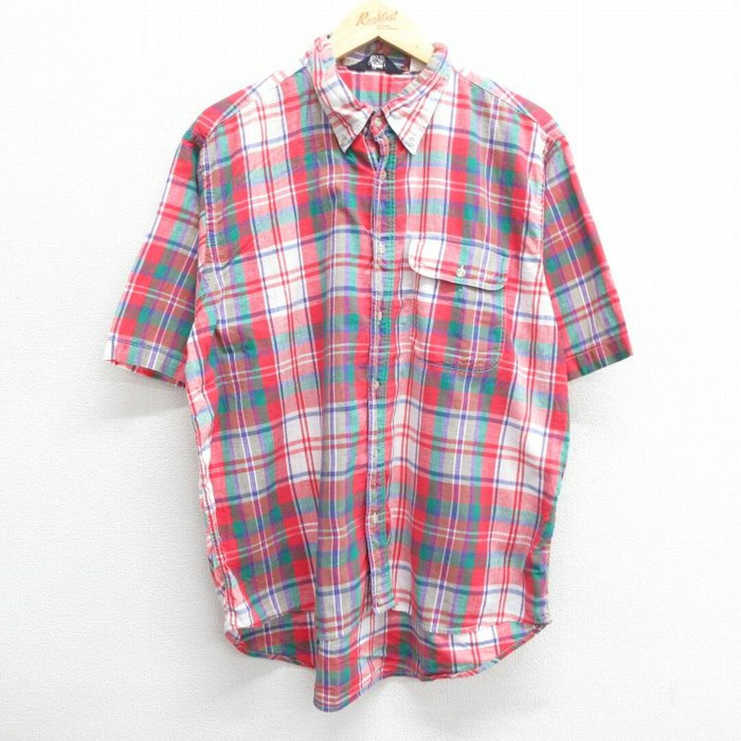 WOOLRICH(ウールリッチ)のXL★古着 ウールリッチ WOOLRICH 半袖 シャツ メンズ 90年代 90s コットン ボタンダウン 白他 ホワイト チェック 23aug31 中古 トップス メンズのトップス(シャツ)の商品写真