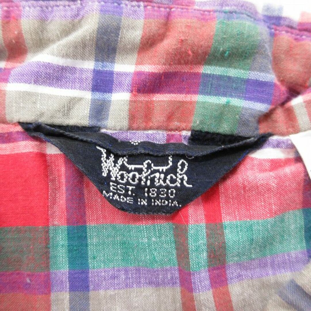 WOOLRICH(ウールリッチ)のXL★古着 ウールリッチ WOOLRICH 半袖 シャツ メンズ 90年代 90s コットン ボタンダウン 白他 ホワイト チェック 23aug31 中古 トップス メンズのトップス(シャツ)の商品写真