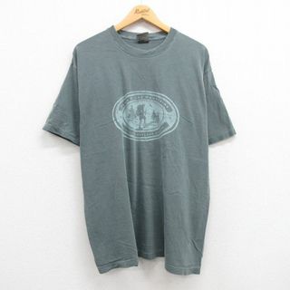 XL★古着 半袖 Tシャツ メンズ BLUE RIDGE MOUNTAINS コットン クルーネック 緑系 グリーン 23aug31 中古(Tシャツ/カットソー(半袖/袖なし))