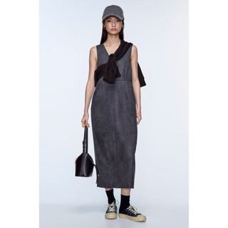 ザラ(ZARA)の完売　ZARA ザラ　フェイク　スエード　ワンピース　ジャンパースカート　XS(ロングワンピース/マキシワンピース)