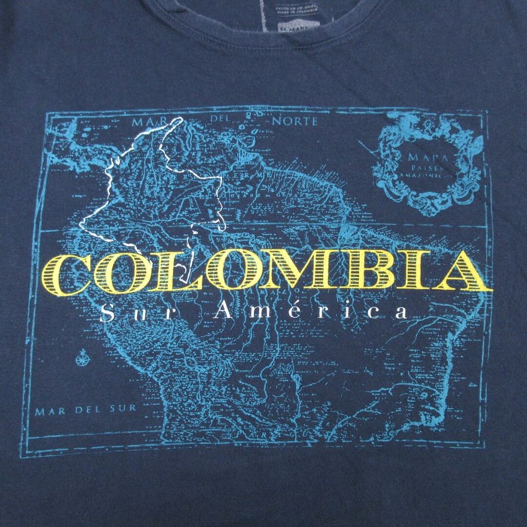 Columbia(コロンビア)のL★古着 半袖 Tシャツ メンズ コロンビア COLUMBIA 地図 コットン クルーネック 紺 ネイビー 23aug26 中古 メンズのトップス(Tシャツ/カットソー(半袖/袖なし))の商品写真