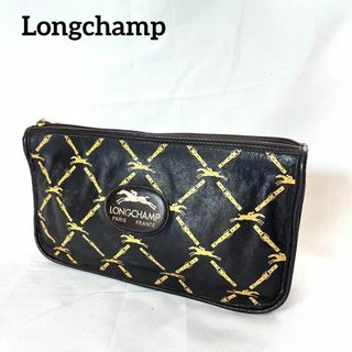 ロンシャン(LONGCHAMP)のLongchamp ロンシャン レザークラッチバッグ ポーチ ブラウン系(ポーチ)