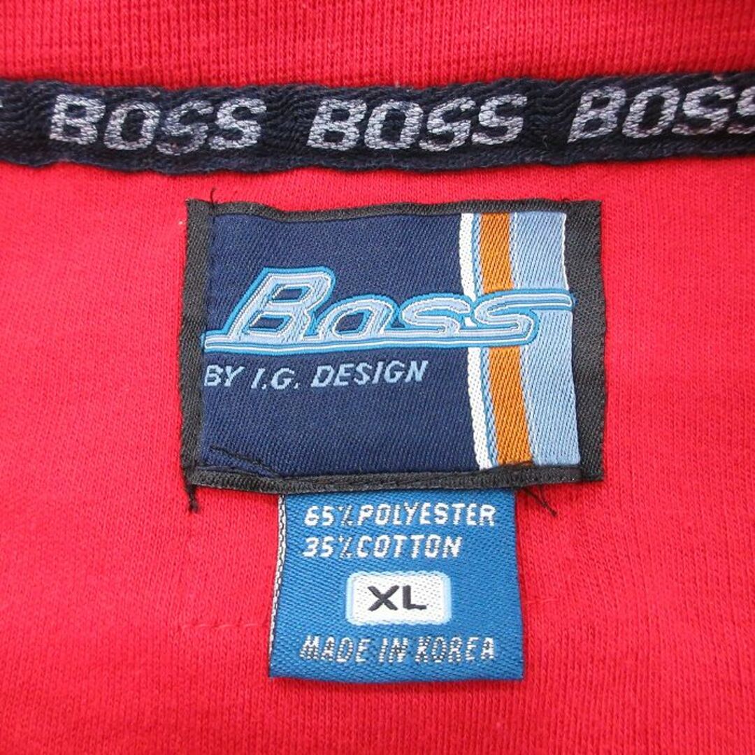 BOSS(ボス)のXL★古着 BOSS 長袖 ビンテージ Tシャツ アイスホッケー ジャージ メンズ 00年代 00s 大きいサイズ クルーネック 赤他 レッド 23aug26 中古 メンズのトップス(Tシャツ/カットソー(半袖/袖なし))の商品写真