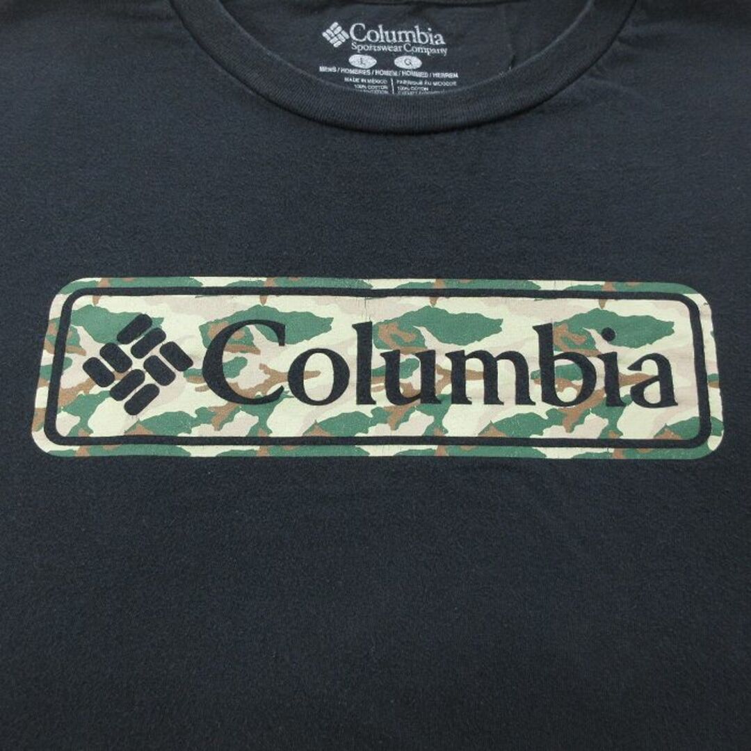 Columbia(コロンビア)のL★古着 コロンビア COLUMBIA 半袖 ブランド Tシャツ メンズ ビッグロゴ コットン クルーネック 黒 ブラック 23aug26 中古 メンズのトップス(Tシャツ/カットソー(半袖/袖なし))の商品写真