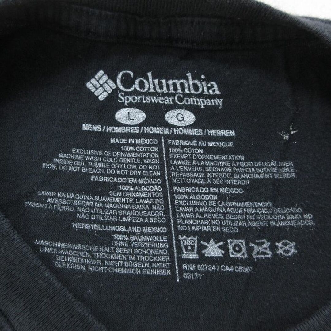 Columbia(コロンビア)のL★古着 コロンビア COLUMBIA 半袖 ブランド Tシャツ メンズ ビッグロゴ コットン クルーネック 黒 ブラック 23aug26 中古 メンズのトップス(Tシャツ/カットソー(半袖/袖なし))の商品写真