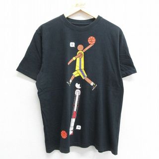 ナイキ(NIKE)のXL★古着 ナイキ NIKE 半袖 ブランド Tシャツ メンズ ワンポイントロゴ バスケットボール クルーネック 黒 ブラック 23aug26 中古(Tシャツ/カットソー(半袖/袖なし))