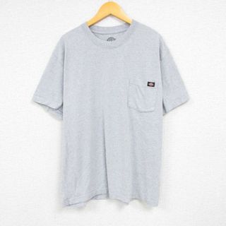 ディッキーズ(Dickies)のXL★古着 ディッキーズ Dickies 半袖 ブランド Tシャツ メンズ ワンポイントロゴ 胸ポケット付き 大きいサイズ クルーネック グレー 霜降り 23aug26 中古(Tシャツ/カットソー(半袖/袖なし))