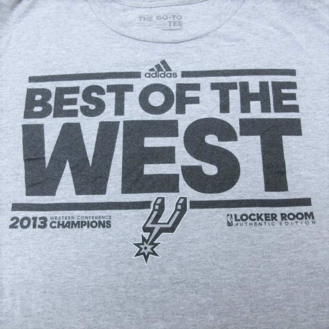 adidas(アディダス)のL★古着 アディダス adidas 半袖 ブランド Tシャツ メンズ NBA サンアントニオスパーズ クルーネック グレー 霜降り バスケットボール 23aug26 中古 メンズのトップス(Tシャツ/カットソー(半袖/袖なし))の商品写真