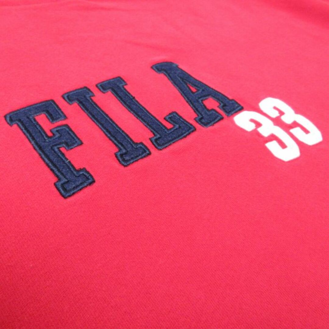 FILA(フィラ)のXL★古着 フィラ FILA 半袖 ブランド Tシャツ メンズ ビッグロゴ 刺繍 コットン クルーネック 赤 レッド 23aug26 中古 メンズのトップス(Tシャツ/カットソー(半袖/袖なし))の商品写真