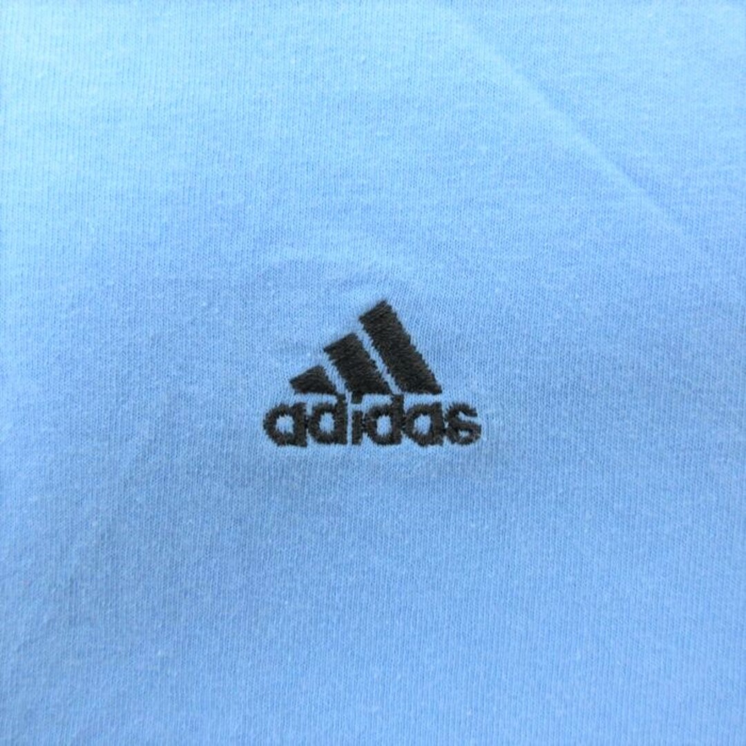 adidas(アディダス)のXL★古着 アディダス adidas 半袖 ブランド Tシャツ メンズ ワンポイントロゴ コットン クルーネック 水色 23aug26 中古 メンズのトップス(Tシャツ/カットソー(半袖/袖なし))の商品写真