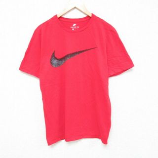 ナイキ(NIKE)のL★古着 ナイキ NIKE 半袖 ブランド Tシャツ メンズ ビッグロゴ コットン クルーネック 赤 レッド 23aug26 中古(Tシャツ/カットソー(半袖/袖なし))