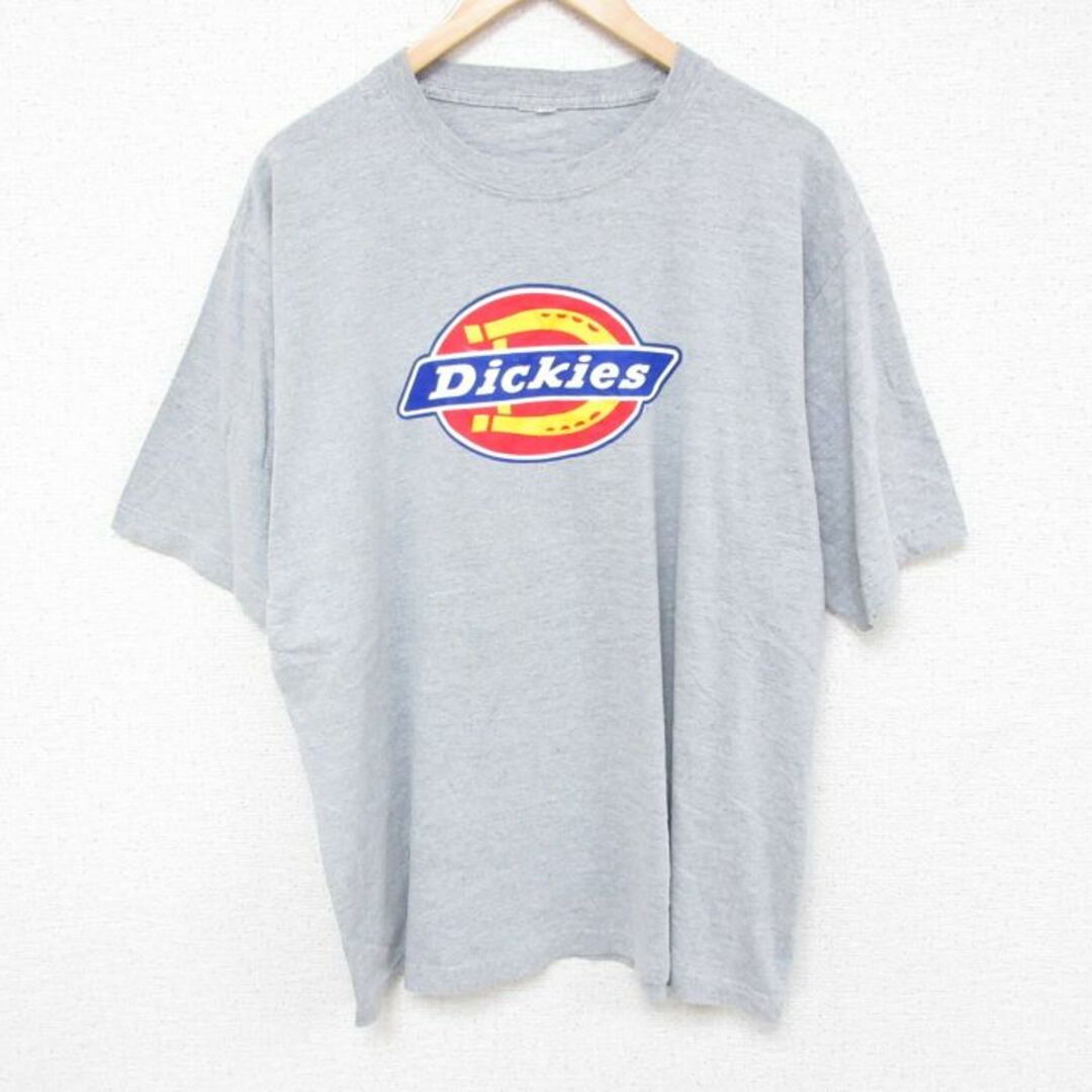 Dickies(ディッキーズ)のXL★古着 ディッキーズ Dickies 半袖 ブランド Tシャツ メンズ ビッグロゴ 大きいサイズ クルーネック グレー 霜降り 23aug26 中古 メンズのトップス(Tシャツ/カットソー(半袖/袖なし))の商品写真