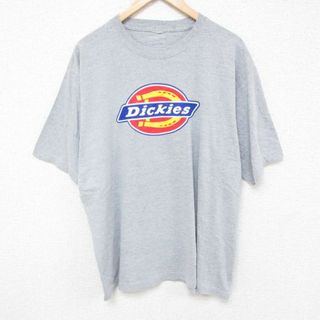 ディッキーズ(Dickies)のXL★古着 ディッキーズ Dickies 半袖 ブランド Tシャツ メンズ ビッグロゴ 大きいサイズ クルーネック グレー 霜降り 23aug26 中古(Tシャツ/カットソー(半袖/袖なし))