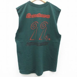 XL★古着 ビンテージ ノースリーブ Tシャツ メンズ 90年代 90s GRADUATION コットン クルーネック USA製 濃緑 グリーン 23aug31 中古(タンクトップ)