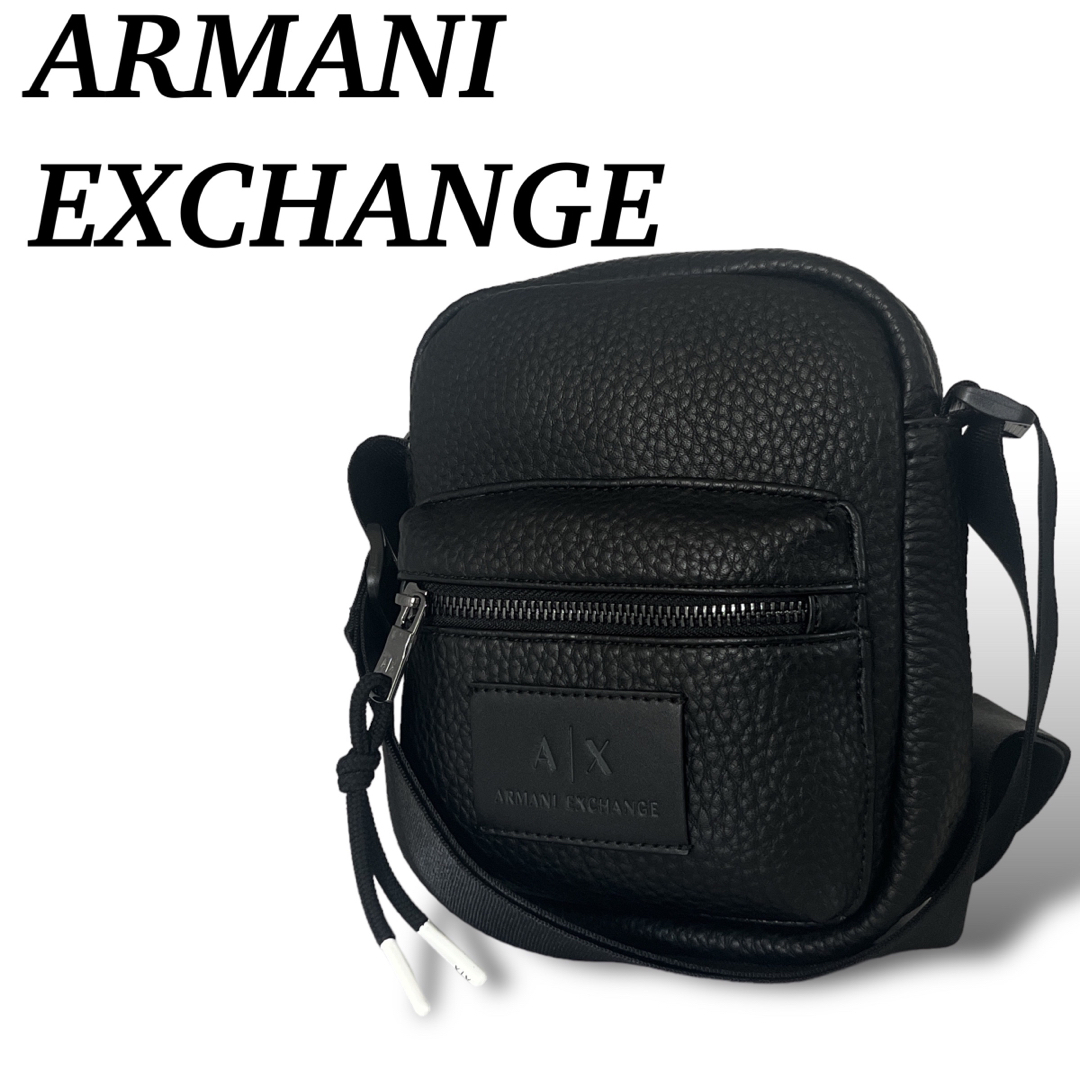 ARMANI EXCHANGE(アルマーニエクスチェンジ)の美品　アルマーニエクスチェンジ　ショルダーバッグ　ポシェット　ブラック　シボ革 レディースのバッグ(ショルダーバッグ)の商品写真