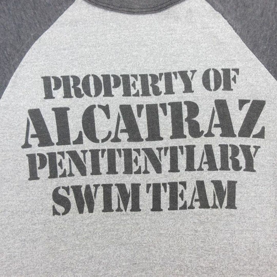 XS★古着 半袖 ビンテージ Tシャツ メンズ 80年代 80s ALCATRAZ ラグラン ツートンカラー クルーネック グレー 霜降り他 23aug26 中古 メンズのトップス(Tシャツ/カットソー(半袖/袖なし))の商品写真