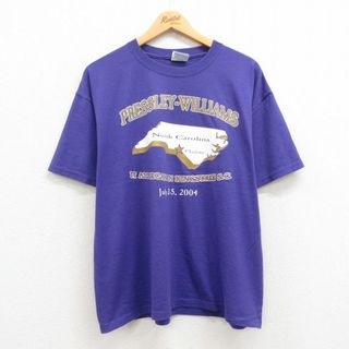 ヘインズ(Hanes)のXL★古着 ヘインズ Hanes 半袖 ビンテージ Tシャツ メンズ 00年代 00s ノースカロライナ コットン クルーネック 紫 パープル 23aug26 中古(Tシャツ/カットソー(半袖/袖なし))