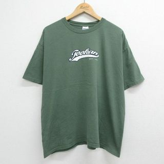 XL★古着 半袖 ビンテージ Tシャツ メンズ 00年代 00s Jaakan 大きいサイズ コットン クルーネック 緑 グリーン 23aug28 中古(Tシャツ/カットソー(半袖/袖なし))