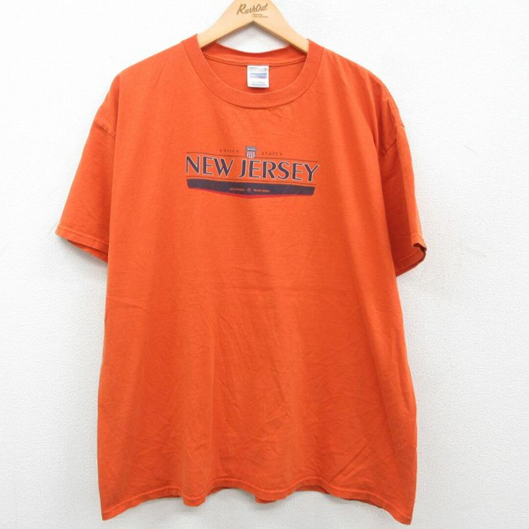 XL★古着 半袖 ビンテージ Tシャツ メンズ 00年代 00s ニュージャージー 大きいサイズ コットン クルーネック オレンジ 23aug31 中古 メンズのトップス(Tシャツ/カットソー(半袖/袖なし))の商品写真