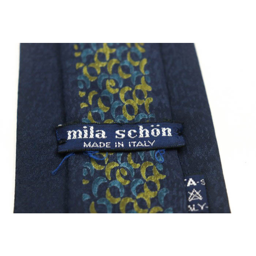 mila schon(ミラショーン)のミラショーン ブランド ネクタイ ロゴ ドット パネル柄 シルク イタリア製 メンズ ネイビー mila schon メンズのファッション小物(ネクタイ)の商品写真