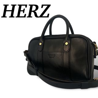 HERZ - ヘルツ　2way ショルダーバッグ　ミニボストン　ゴールド金具　ブラック　レザー