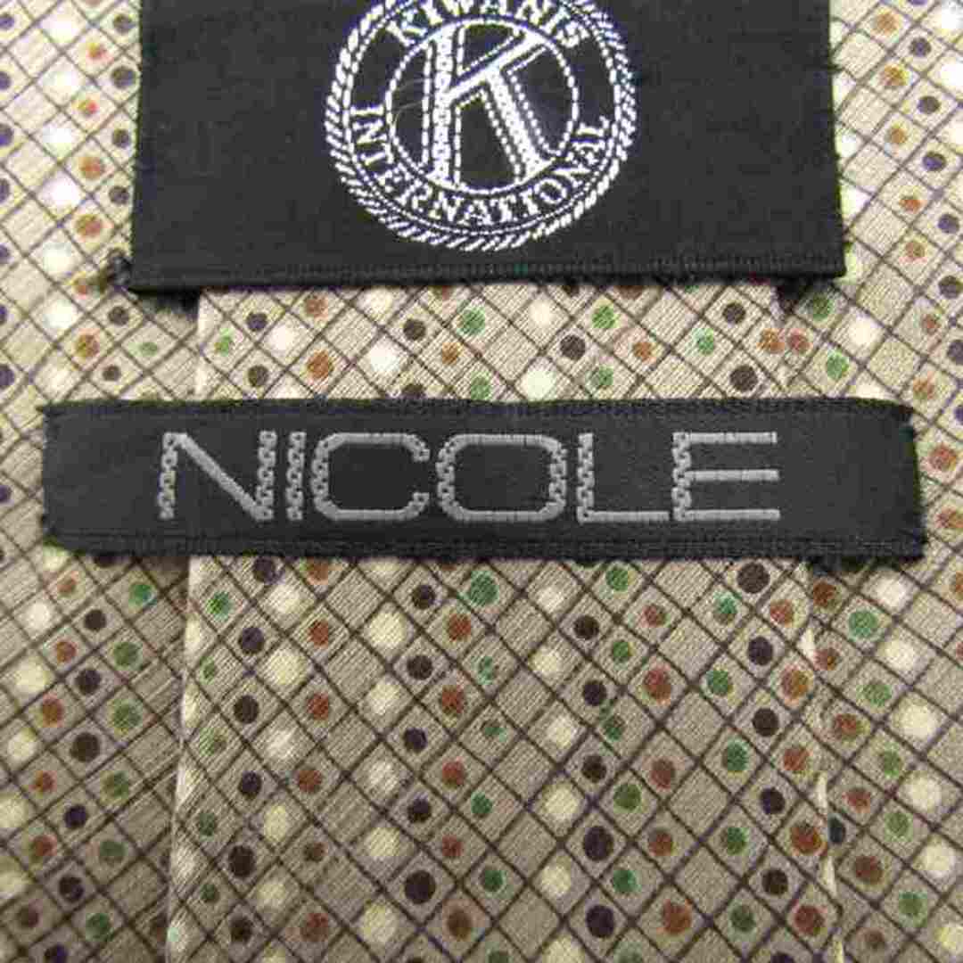 NICOLE(ニコル)のニコル ブランド ネクタイ ドット チェック柄 格子柄 シルク メンズ ベージュ NICOLE メンズのファッション小物(ネクタイ)の商品写真