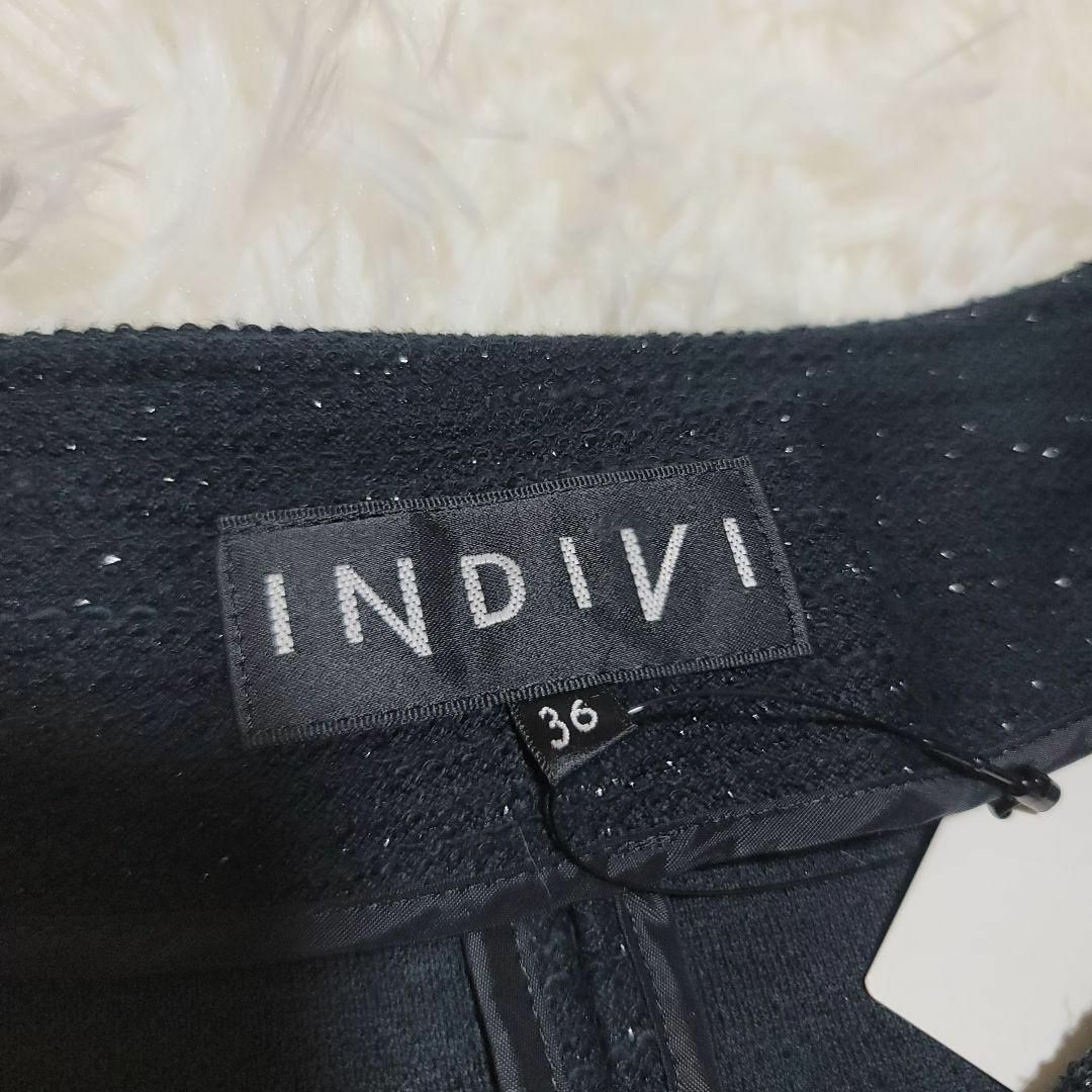 INDIVI(インディヴィ)のINDIVI フォーマル ノーカラージャケット  ラメ　サイズ36 レディースのジャケット/アウター(ノーカラージャケット)の商品写真