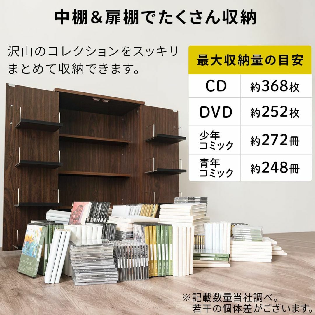 【色: ホワイト】ぼん家具 本棚 扉付き 大容量 書棚 キャビネット CDラック インテリア/住まい/日用品の机/テーブル(その他)の商品写真