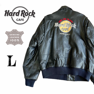 希少L★Hard Rock Cafe 刺繍 本革 ブラック レザージャケット少し大きめになります