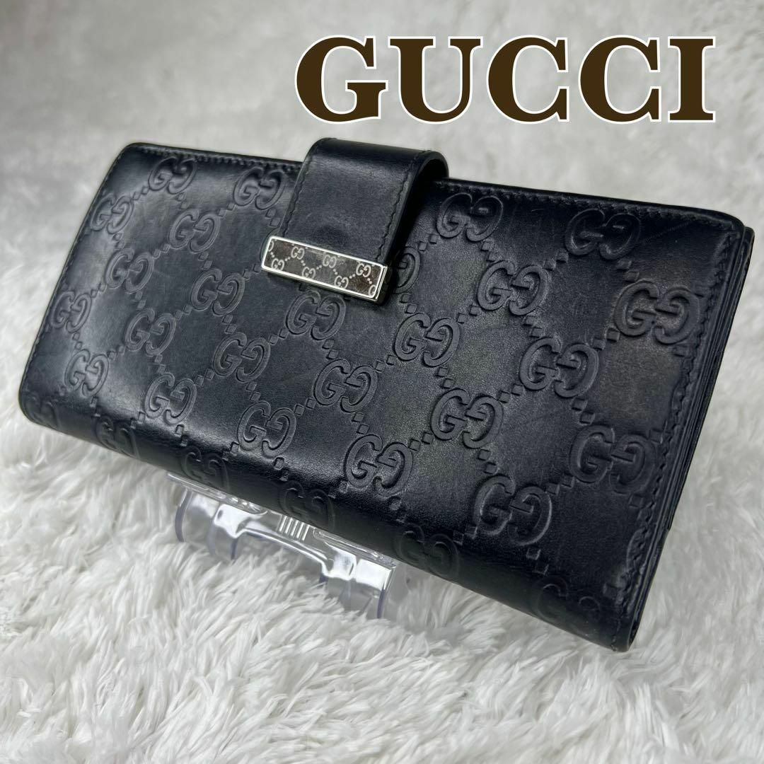 Gucci(グッチ)のグッチ　GUCCI グッチシマ　長財布　レザー　ブラック　黒　メンズ　レディース メンズのファッション小物(長財布)の商品写真