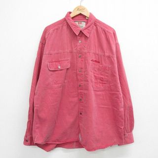 リーバイス(Levi's)のXL★古着 リーバイス Levis 長袖 ブランド シャツ メンズ 90年代 90s 大きいサイズ コットン 薄赤 レッド 23sep02 中古 トップス(シャツ)