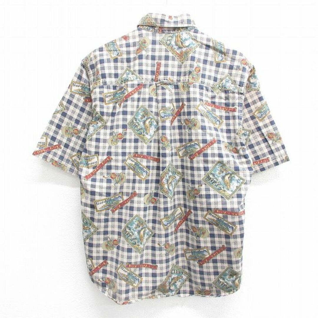 WOOLRICH(ウールリッチ)のL★古着 ウールリッチ WOOLRICH 半袖 シャツ メンズ 00年代 00s 魚 リール 総柄 コットン ボタンダウン USA製 ベージュ系他 カーキ チェック 23sep01 中古 トップス メンズのトップス(シャツ)の商品写真