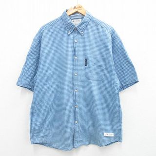 コロンビア(Columbia)のXL★古着 コロンビア COLUMBIA 半袖 シャツ メンズ 00年代 00s コットン ボタンダウン 薄紺他 ネイビー チェック 23sep01 中古 トップス(シャツ)