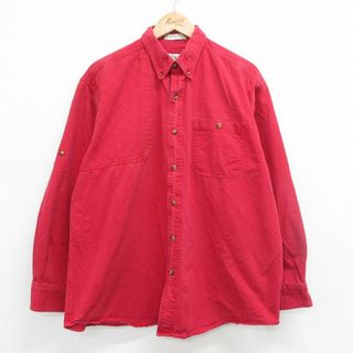 XL★古着 オービス ORVIS 長袖 ハンティング シャツ メンズ 00年代 00s 肩当て 大きいサイズ コットン ボタンダウン 赤 レッド 23sep02 中古 トップス(シャツ)