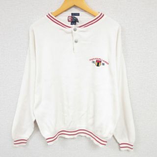 Ralph Lauren - L★古着 ラルフローレン Ralph Lauren チャップス 長袖 ブランド トップス メンズ 90年代 90s コットン ヘンリーネック 白 ホワイト 23sep01 中古 スエット トレーナー