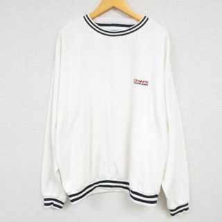 ラルフローレン(Ralph Lauren)のXL★古着 ラルフローレン Ralph Lauren チャップス 長袖 ブランド スウェット メンズ 90年代 90s 表起毛 大きいサイズ クルーネック 白 ホワイト 23sep01 中古 スエット トレーナー トップス(パーカー)