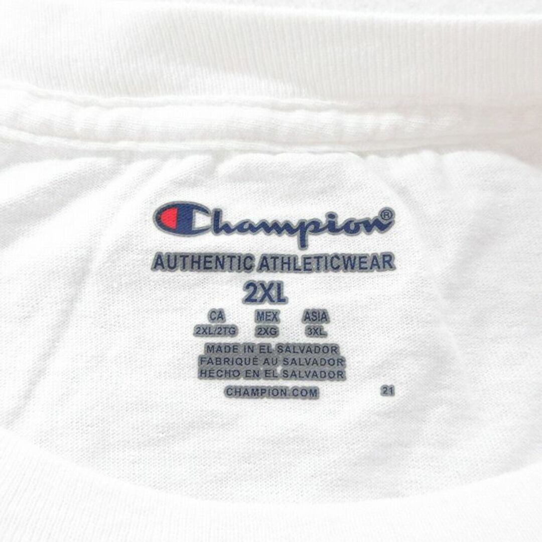 Champion(チャンピオン)のXL★古着 チャンピオン 半袖 ブランド Tシャツ メンズ プリマスステートパンサーズ 大きいサイズ コットン クルーネック 白 ホワイト 23sep04 中古 メンズのトップス(Tシャツ/カットソー(半袖/袖なし))の商品写真