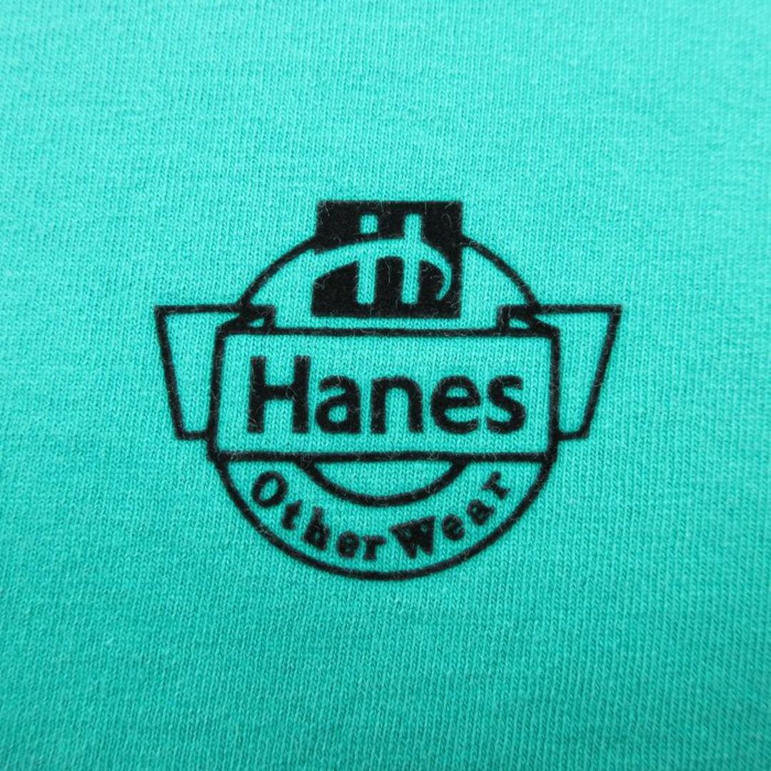 Hanes(ヘインズ)のL★古着 ヘインズ Hanes 半袖 ビンテージ Tシャツ メンズ 80年代 80s ワンポイントロゴ 胸ポケット付き コットン クルーネック USA製 青緑 23sep01 中古 メンズのトップス(Tシャツ/カットソー(半袖/袖なし))の商品写真