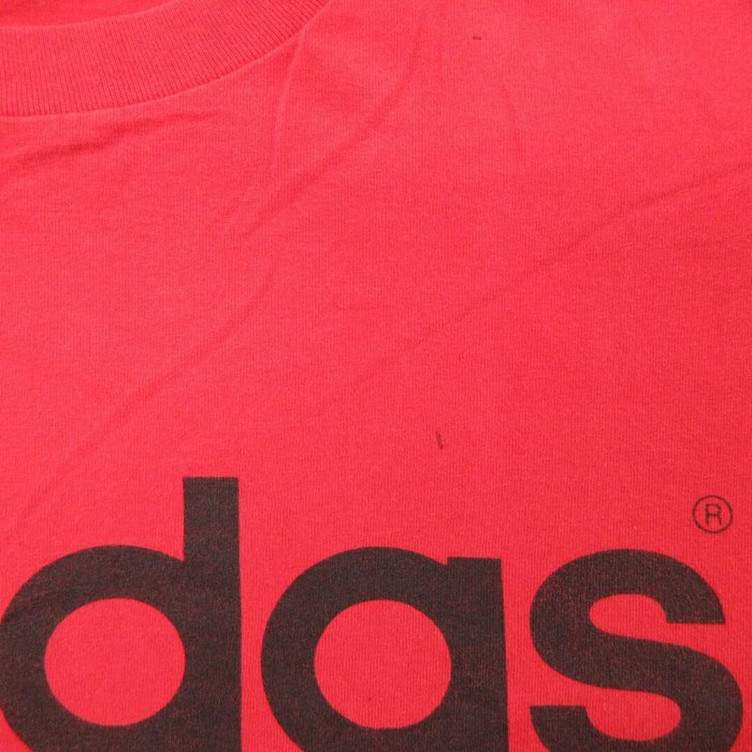 adidas(アディダス)のL★古着 アディダス adidas 半袖 ビンテージ Tシャツ メンズ 90年代 90s ビッグロゴ コットン クルーネック USA製 赤 レッド 23sep04 中古 メンズのトップス(Tシャツ/カットソー(半袖/袖なし))の商品写真
