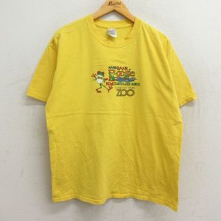 XL★古着 半袖 ビンテージ Tシャツ メンズ 00年代 00s カエル Boogie Zoo コットン クルーネック 黄 イエロー 23sep04 中古(Tシャツ/カットソー(半袖/袖なし))