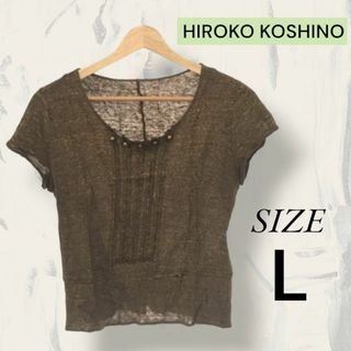 ヒロココシノ(HIROKO KOSHINO)のHIROKO KOSHINO ヒロココシノ トップス ブラウス麻100% 日本製(シャツ/ブラウス(半袖/袖なし))